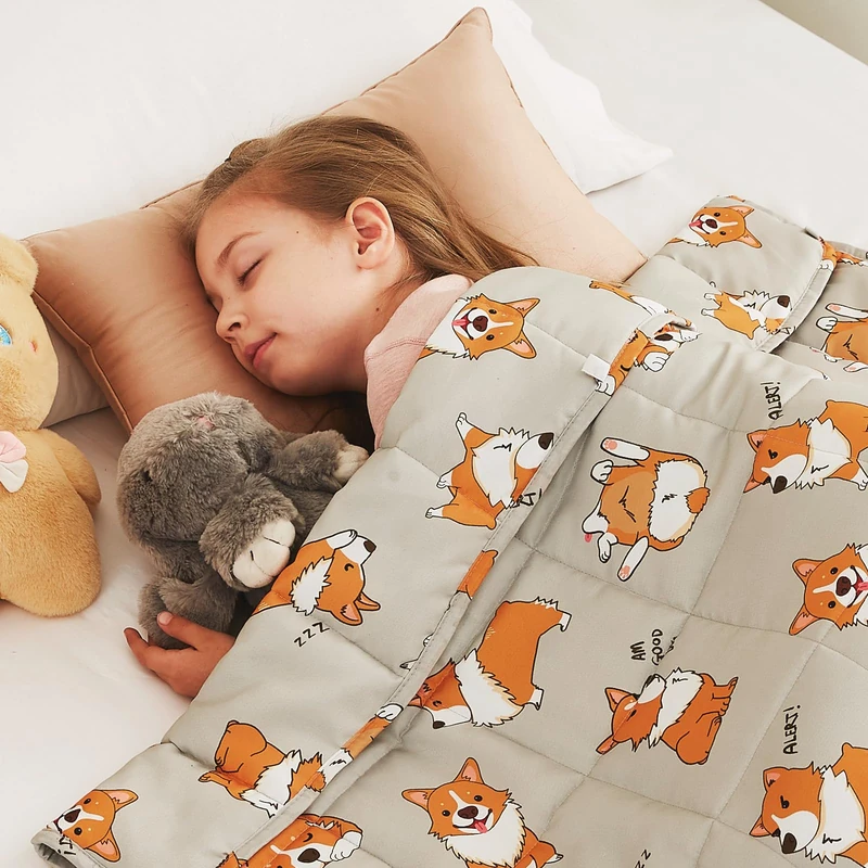 CuteKing Weighted Blanket - Weighted Blanket with Premium Glass Beads - Breathable Heavy Blanket for Comfortable Rest - Thick Blanket All Season (10lbs, 50"x60", CuteDog)