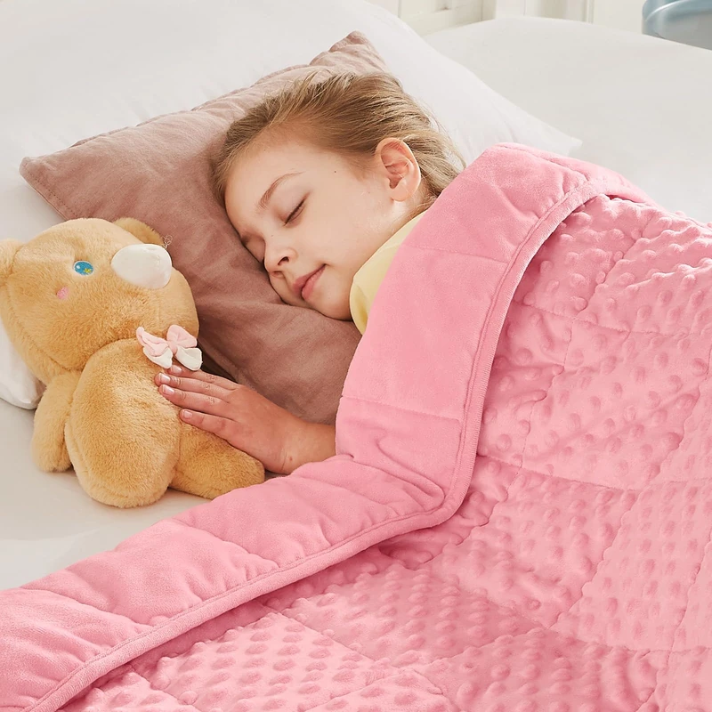 CuteKing Weighted Blanket - Weighted Blanket with Premium Glass Beads - Heavy Blanket Crystal Velvet for Comfort Sleep - Thick Blanket All Season (10lbs, 48"x72", Pink Bubble)