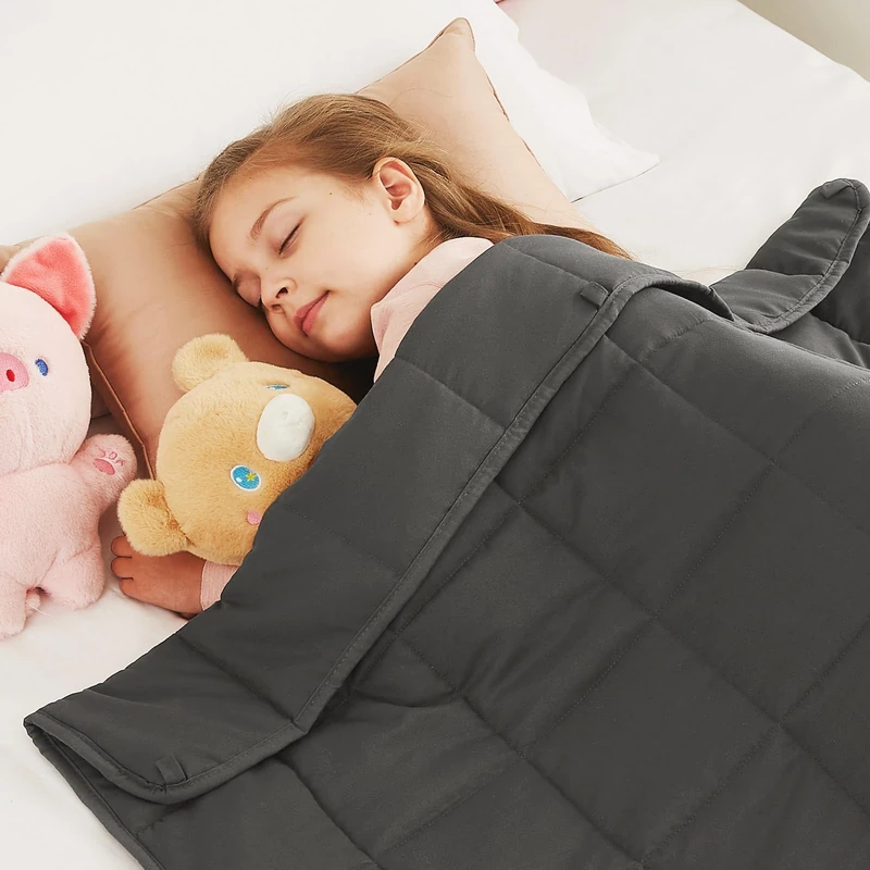 CuteKing Weighted Blanket (10lbs, 48"x72", Grey) Heavy Blanket for 90-100lbs, Weighted Blanket for Cooling & Heating with Premium Glass Beads, Soft Thick Blanket All-Season
