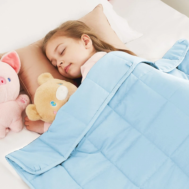 CuteKing Weighted Blanket - Weighted Blanket with Premium Glass Beads - Breathable Heavy Blanket for Comfort Sleep - Thick Blanket All Season (10lbs, 48"x72", Light Blue)
