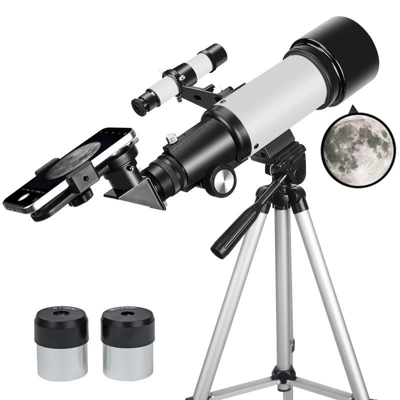 Telescope for Adults Beginners, 70mm Aperture 400mm AZ Mount Fully Multi-Coated Optics Refractor Portable Telescopes, Travel Telescope with Tripod Phone Adapter