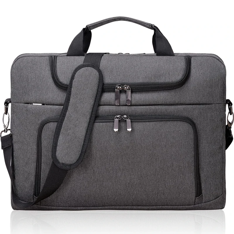 BERTASCHE Laptop Bag 17-17.3 Inch Men's Shoulder Bag for College, Work, Business Briefcase (Grey, 14 Inch)