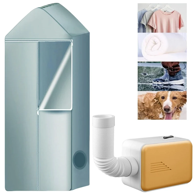 Portable Clothes Dryer, Small Heated Clothes Airer, Multifunctional Electric Dryer for Drying Clothes, Shoes, Pet Hair; Warming Gloves, Quilt, Room for Apartment, RV, Travel, Hotel, Camping