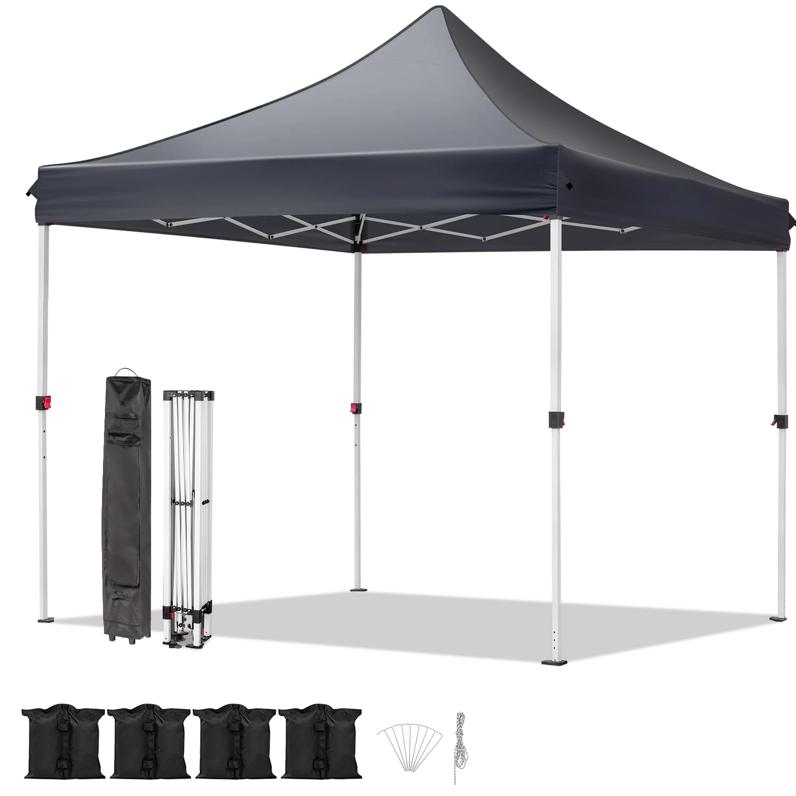 Bonnlo Pop Up Gazebo 3 x 3m with Wheeled Bag & Sandbags, Portable Commercial Outdoor Canopy Tent, Wedding Party Event Shelter