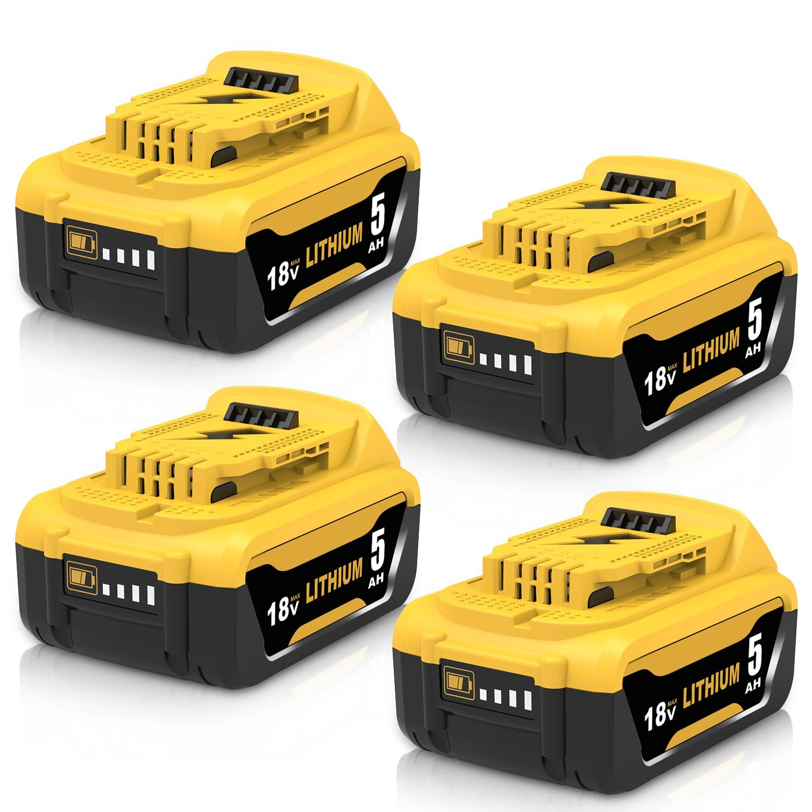 4pcs 5000mAh Compatible for Dewalt 18V battery Compatible for Dewalt battery DCB180 DCB181 DCB182 DCB184 DCB200 DCB201 DCB204 with LED indicator