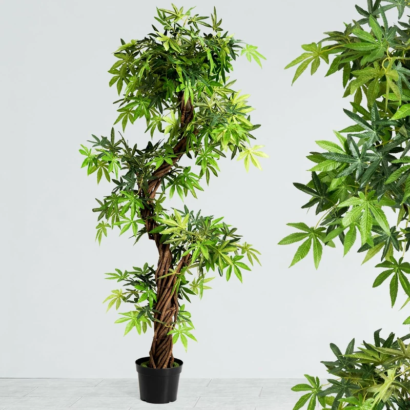 FANTASK Artificial Plants Large 160 cm Artificial Plant in Pot Artificial Tree Like Real Indoor Plant with Natural Wood Trunk for Home, Office - Image 1