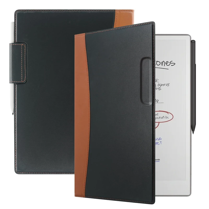 Xuanbeier Genuine Leather Case Compatible with Remarkable Paper Pro 11.8 Inch Digital Paper Magnetic with Auto Sleep/Wake Ultra Slim Book Folio Cover,Black-Brown