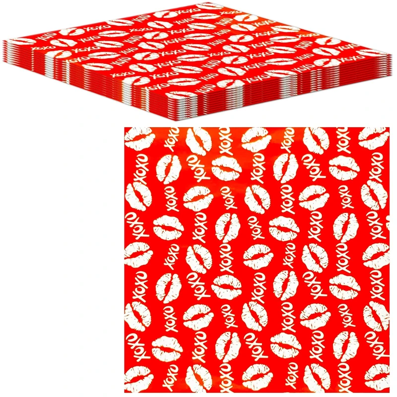 MORAINJAY 100 Sheets Greaseproof Paper for Food, Waterproof and Greaseproof Packaging Paper for Sandwiches, Burgers, Fries, Cheese and Pastry, Valentine's Day (30 x 30 cm)