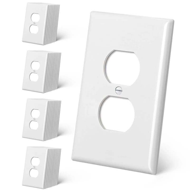 CML Oversized Duplex Outlet Covers, 40 Pack Jumbo Electrical Outlet Wall Plate, Gloss White