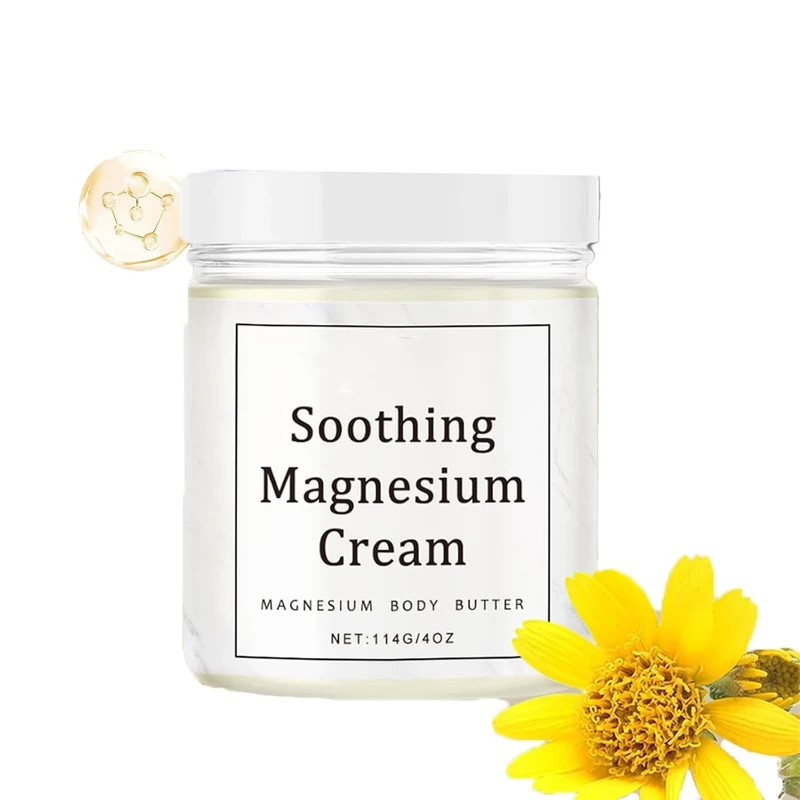 Soothing Magnesium Cream,Magnesium Body Butter,Deep Moisturizing Body Cream,Magnesium Body Massage Cream,for All Skin Types