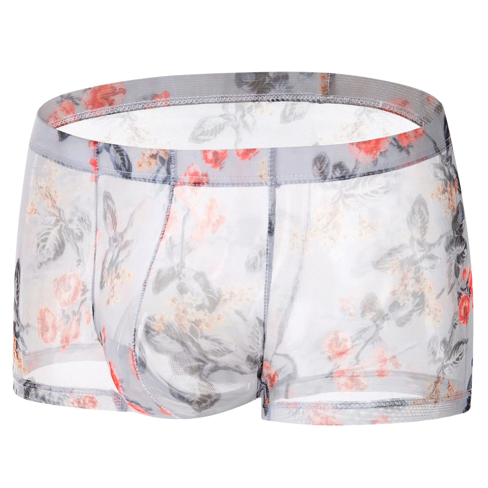 Men's Boxer Briefs Breathable Underwear Low Rise Print Valentines Boxers, White, XL