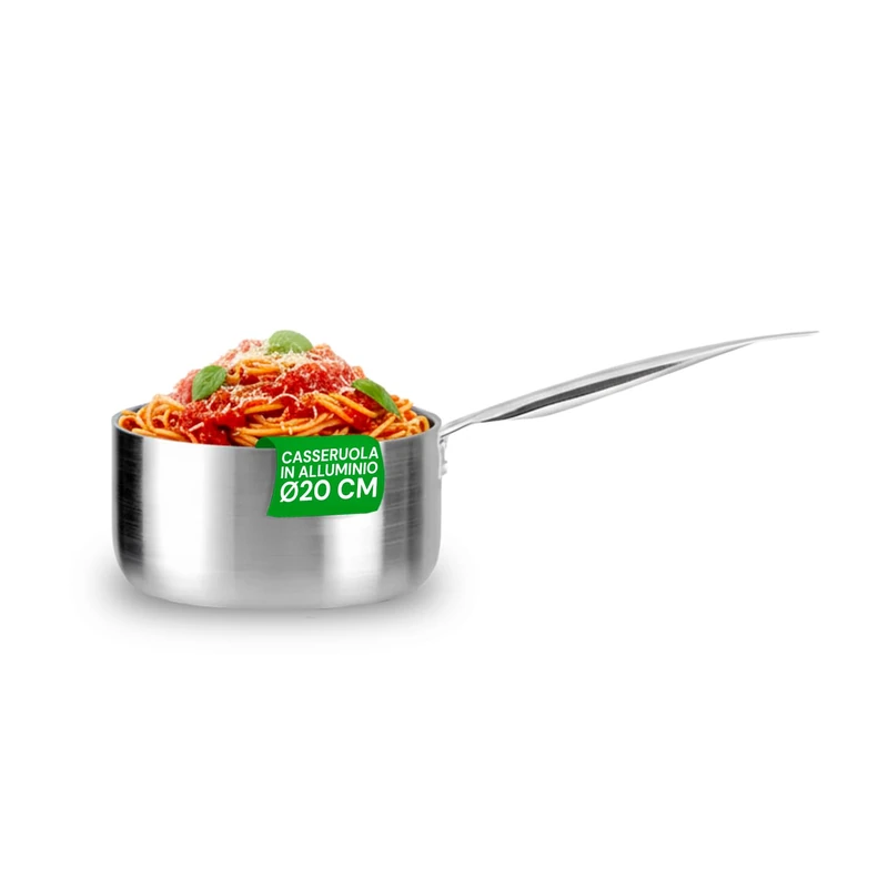 Avilia 20 cm Recycled Aluminium Saucepan - Ideal for Induction, Gas, Glass Ceramic and Electric Hobs - Ergonomic Stainless Steel Handles - Dishwasher Safe - Image 1