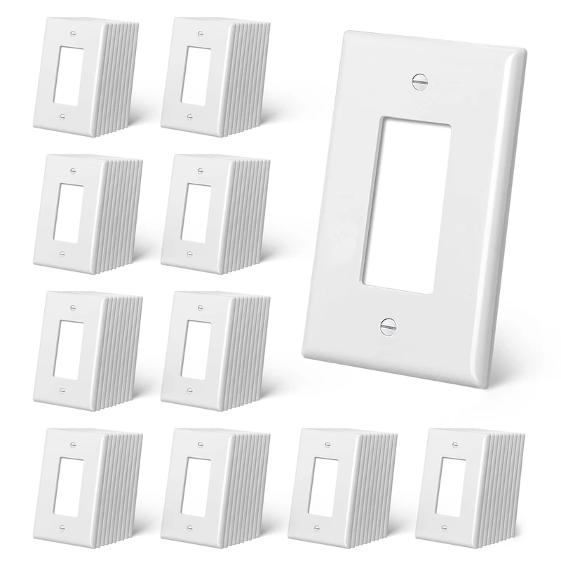 CML Jumbo Decorator Wall Plate, 100 Pack Oversized Electrical Outlet Receptacle Covers, 1-Gang White Switch Plates, Over-Size 3.5” x 5.5”, Impact Resistant, ETL Listed