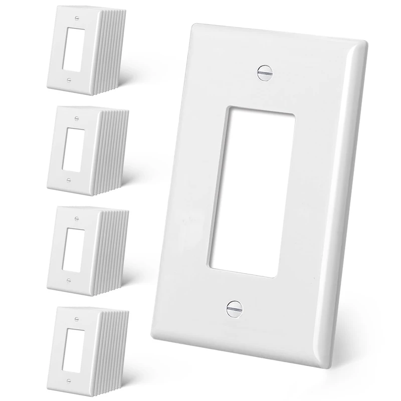 CML Oversized Decorator Wall Plate, 40 Pack Jumbo Electrical Outlet Receptacle Covers, 1-Gang White Switch Plates, Over-Size 3.5” x 5.5”, Impact Resistant, ETL Listed