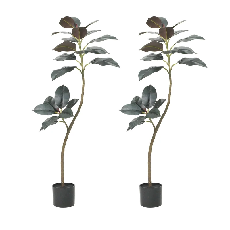 Zstar Pack of 2 Large Artificial Rubber Trees, 120 cm Realistic Rubber Tree in Pot, Lifelike Leaves, Artificial Plants, Rubber Tree Decoration for Home, Living Room, Office, Garden - Image 1