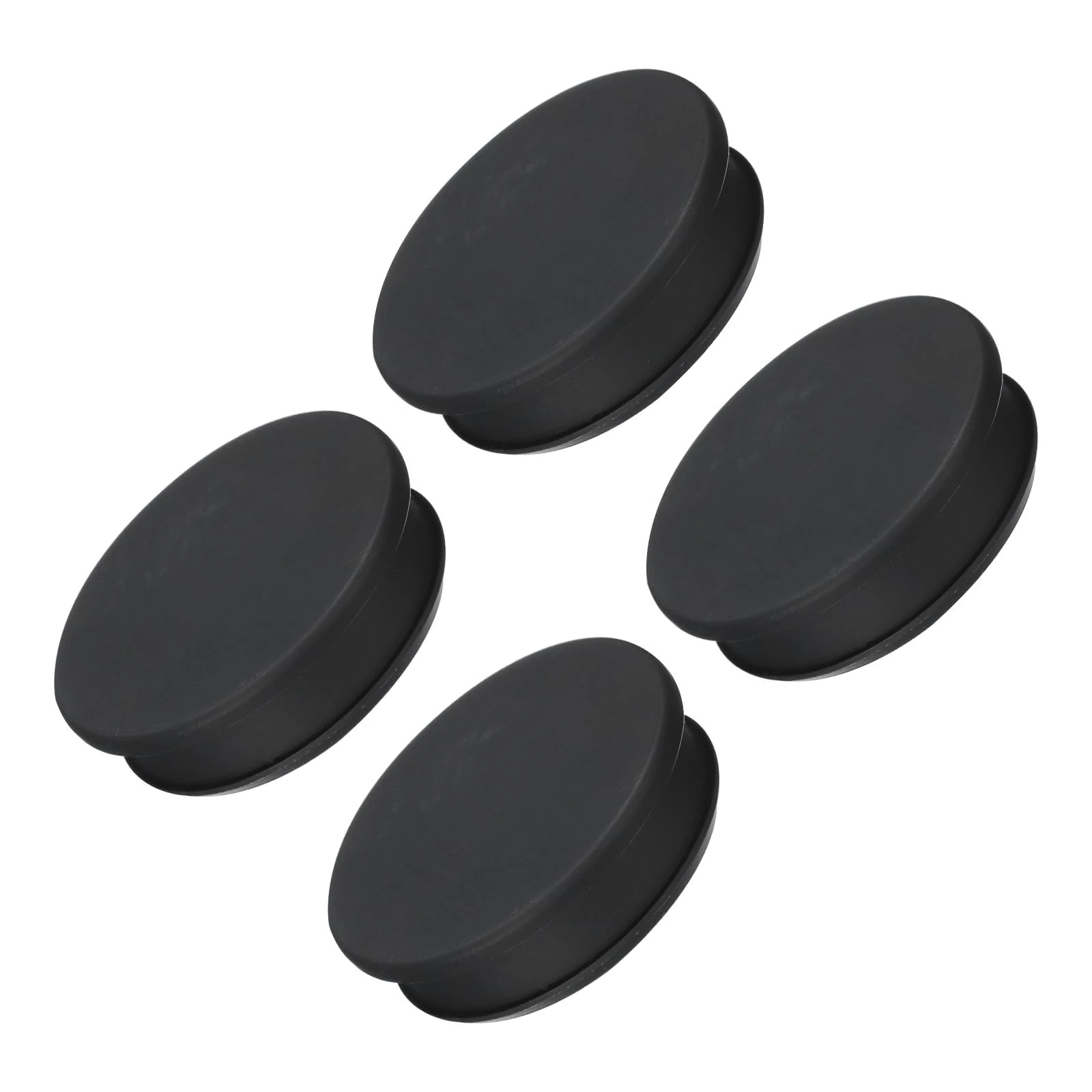 TOP-VIGOR 4Pcs Silicone Snap in Locking Hole Plugs, 52.6mm Diameter Hole Stoppers, Rubber Panel Seal Cover Flush Type Panel Round for Kitchen Rubber Bulkheads Waterproof Sealing Plugs, Black