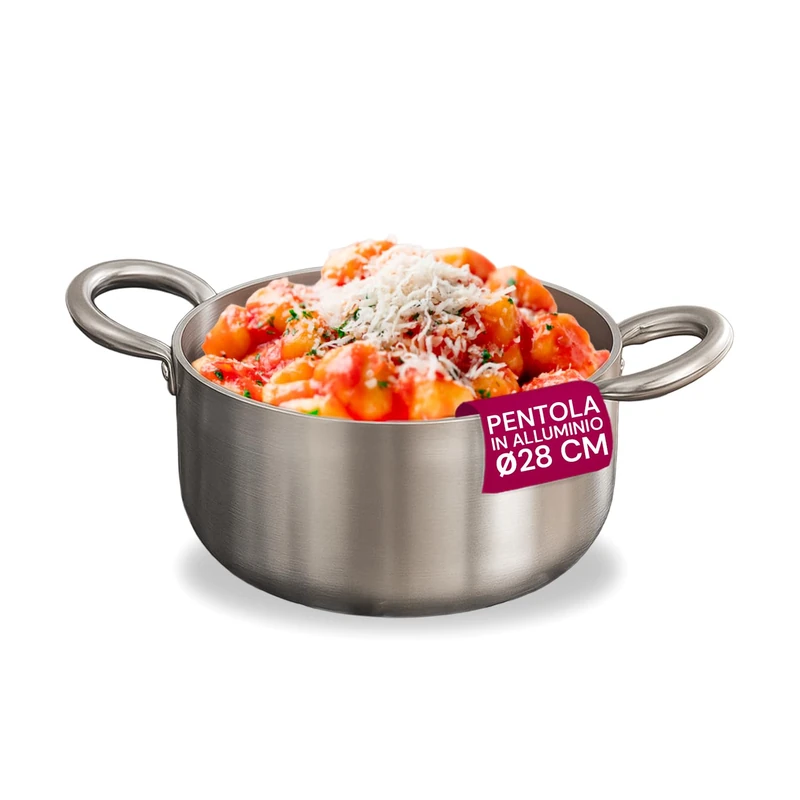 Avilia High Aluminium Saucepan 28 cm with 2 Stainless Steel Anti-Scald Handles - Suitable for All Hobs - Eco-Friendly and Heat Resistant up to 300 °C - Patented Double Bottom