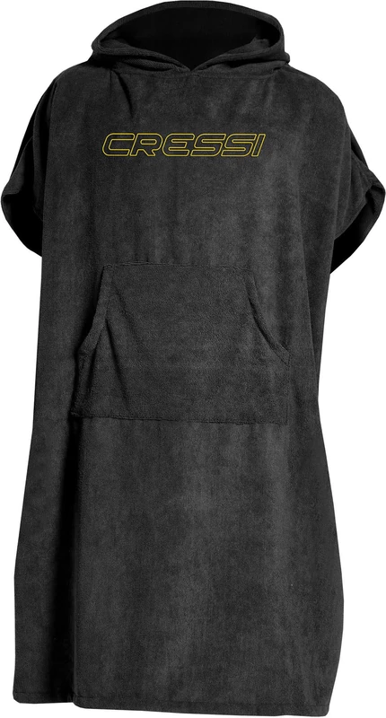 Cressi Poncho Robe Black L/XL 92x118 cm - Multipurpose Protective Poncho Bathrobe, Black, Unisex