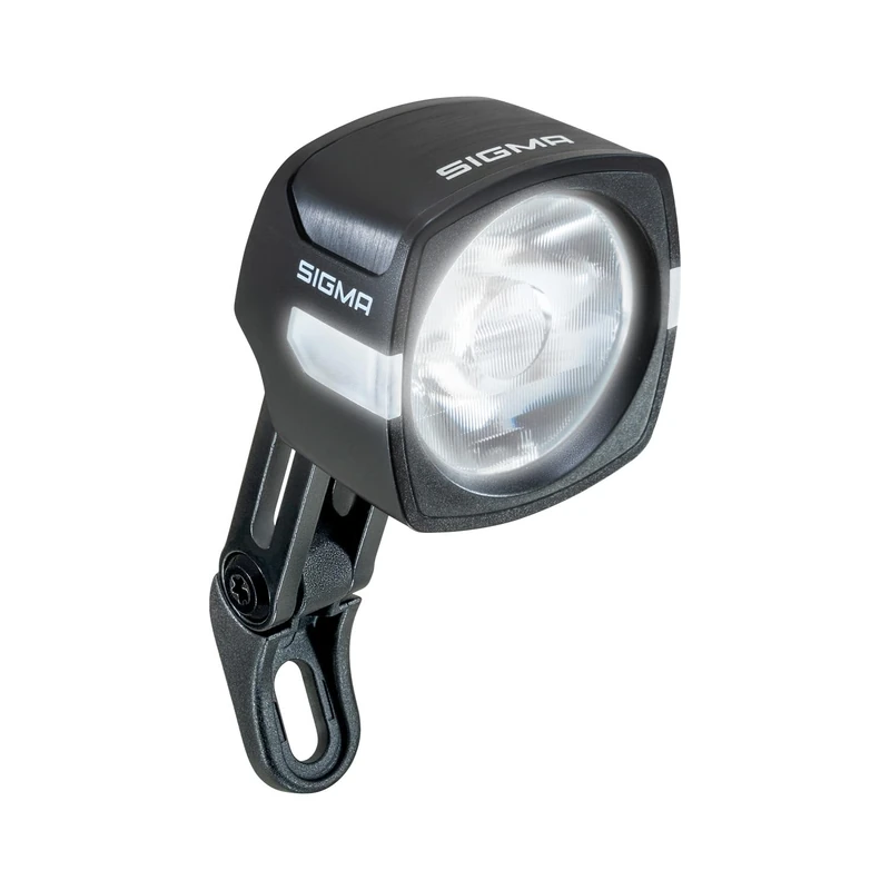 SIGMA EOX FL 100 | Lighting for e-Bikes | Front Light for e-Bikes with 100 Lux and LED OSRAM | Installation in a Few Steps | Side Visibility, Black/White