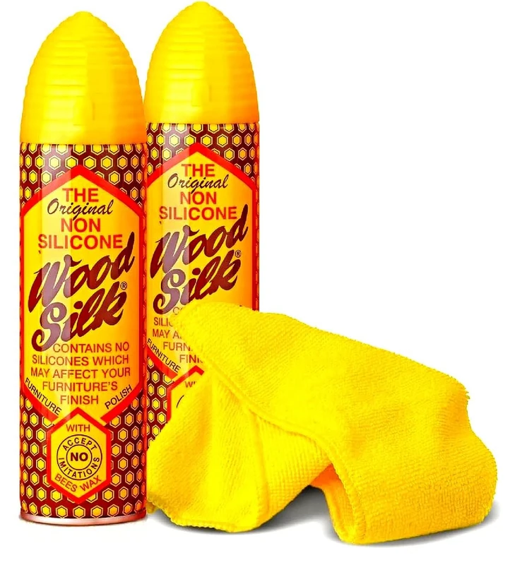 Beeswax Wood Furniture Polish Spray 2 Pack (225ml) – Natural Wood Cleaner & Conditioner for Oak, Antique & Wooden Furniture – Restores Shine, No Silicone, Includes Lint-Free Microfibre Cloth