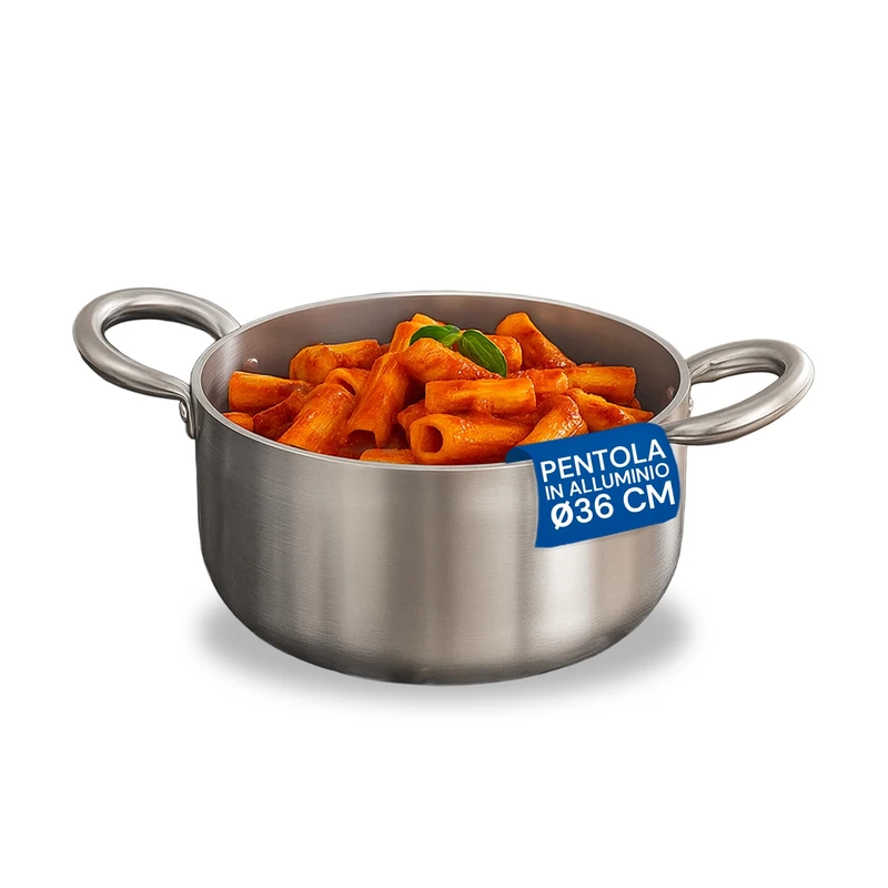 Avilia 100% Recycled Aluminium Saucepan 36 cm – with Double Patented Bottom and 2 Safe Stainless Steel Handles – Suitable for All Types of Hobs – Resistant to High Temperatures up to 300 °C - Image 1