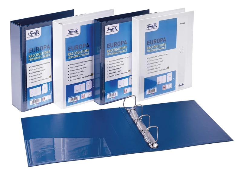 Favorit Personalised Europe Binder 22 x 30 cm 4 Rings Diameter 15 mm, White