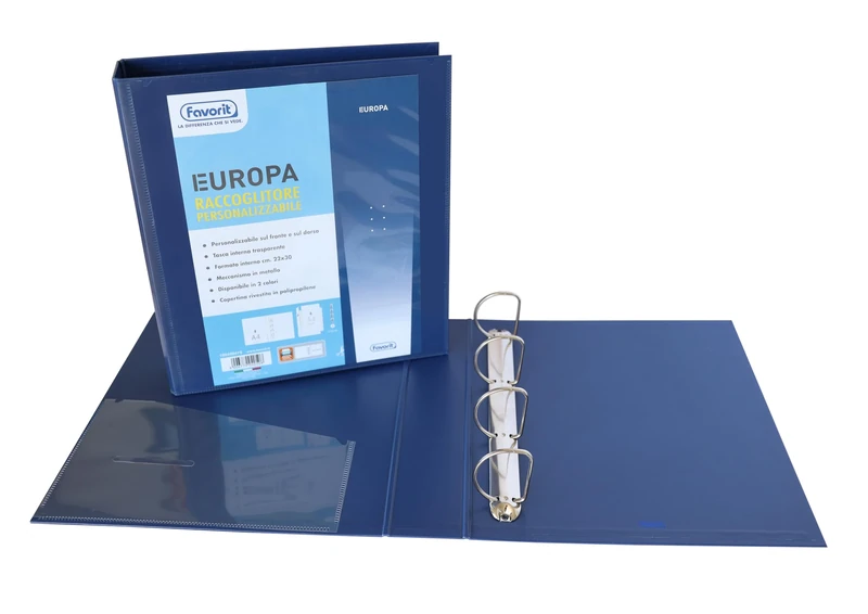 Favorit Personalised Europe Binder 22 x 30 cm 4 D-Rings Height 50 mm, Blue
