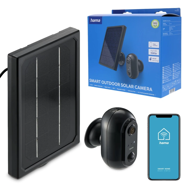 Surveillance Camera, Outdoor WLAN Camera, Battery, Floor., Recording