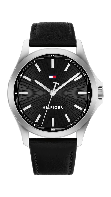 Tommy Hilfiger Three Hand Quartz Movement Watch for Men with Black Leather Strap - 1710668