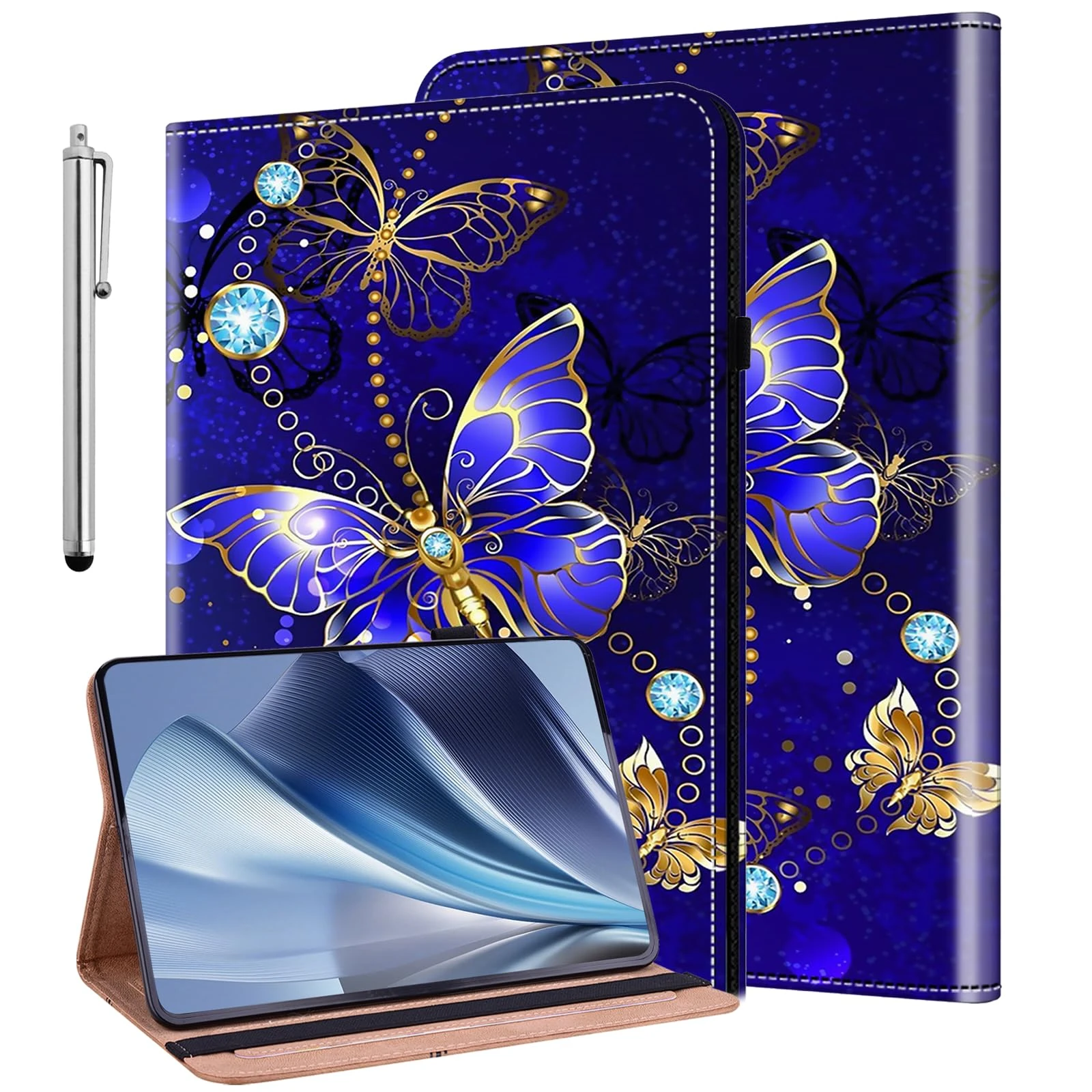 KEDBBAO Case for iPad Mini 7 2024 (A17 Pro), iPad Mini 7th/6th Generation 8.3 inch, Stylus Holder Flip Wallet Leather Shockproof Cover Case, Diamond Butterfly