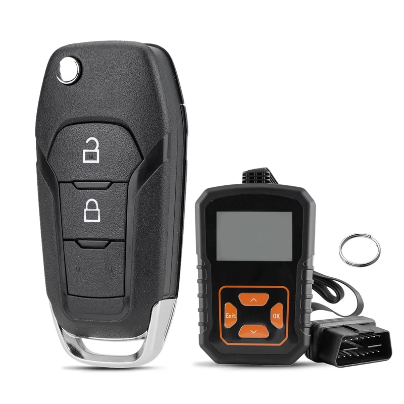 Easy DIY 2 Buttons Flip Remote Key Fob Replacement OBD Kit for Ford Ranger Escort Fusion mondeo F150 Keyless Entry Remote Fob ID49 chip