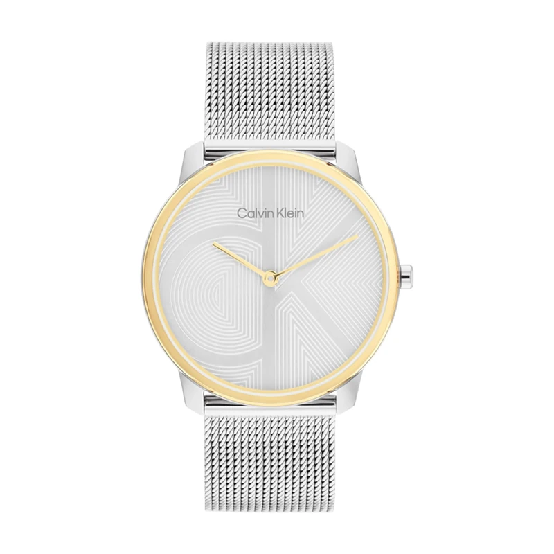 Calvin Klein Two Hand Quartz Movement Watch for Women CK Iconic Collection with Silver Stainless Steel Mesh Bracelet - 25300014