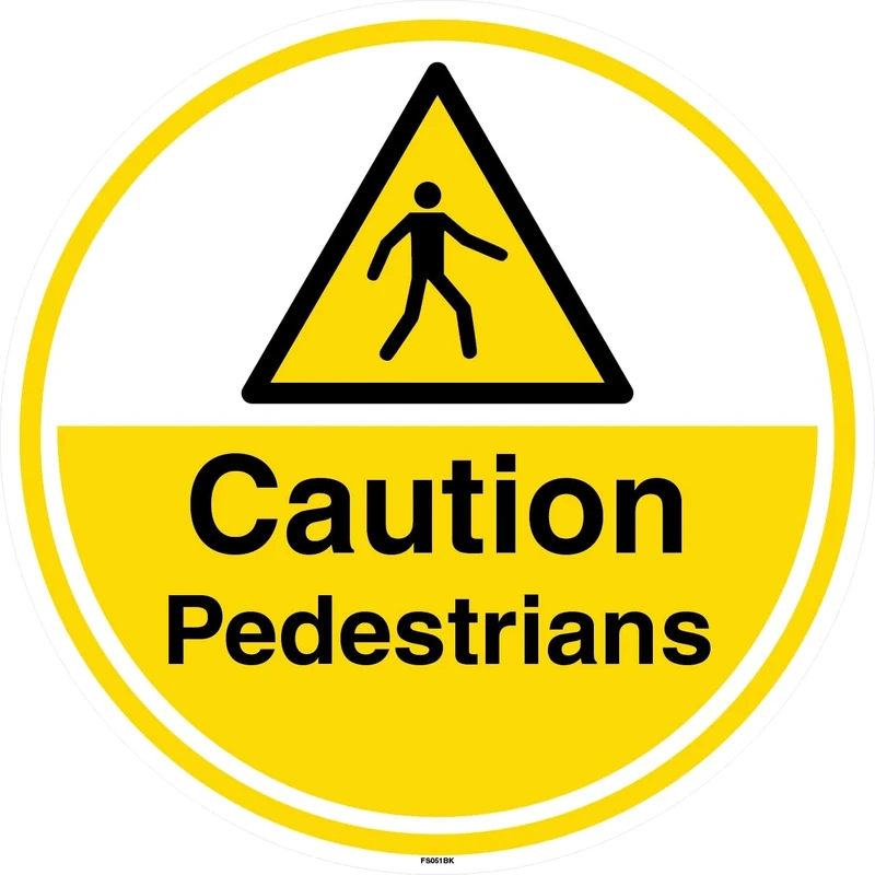 V Safety Caution Pedestrians - Anti-Slip Floor Sign 450 x 450 mm - Anti-Slip Floor Sticker
