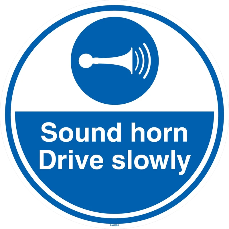 V Safety Sound Horn Drive Slowly - Anti-Slip Floor Sign 450 x 450 mm - Anti-Slip Floor Sticker
