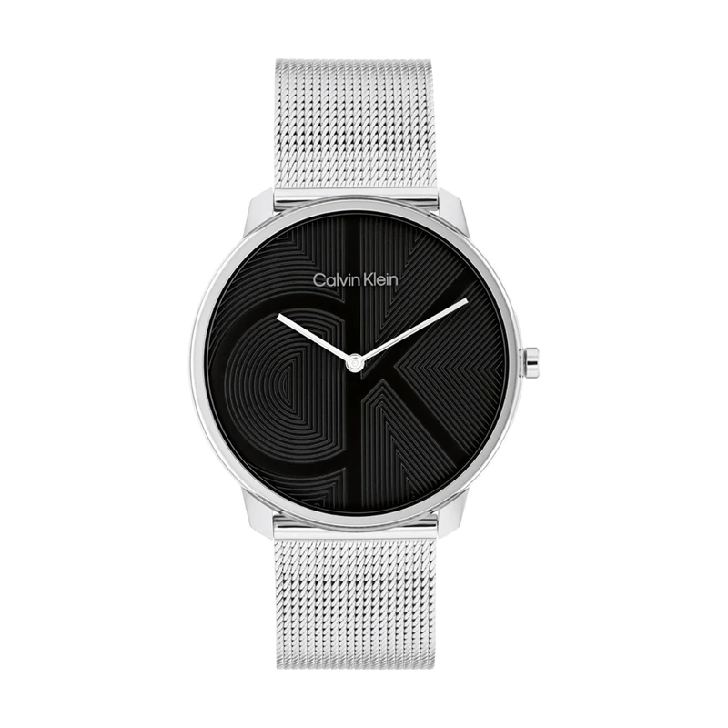 Calvin Klein Two Hand Quartz Movement Watch for Men CK Iconic Collection with Silver Stainless Steel Mesh Bracelet - 25300012