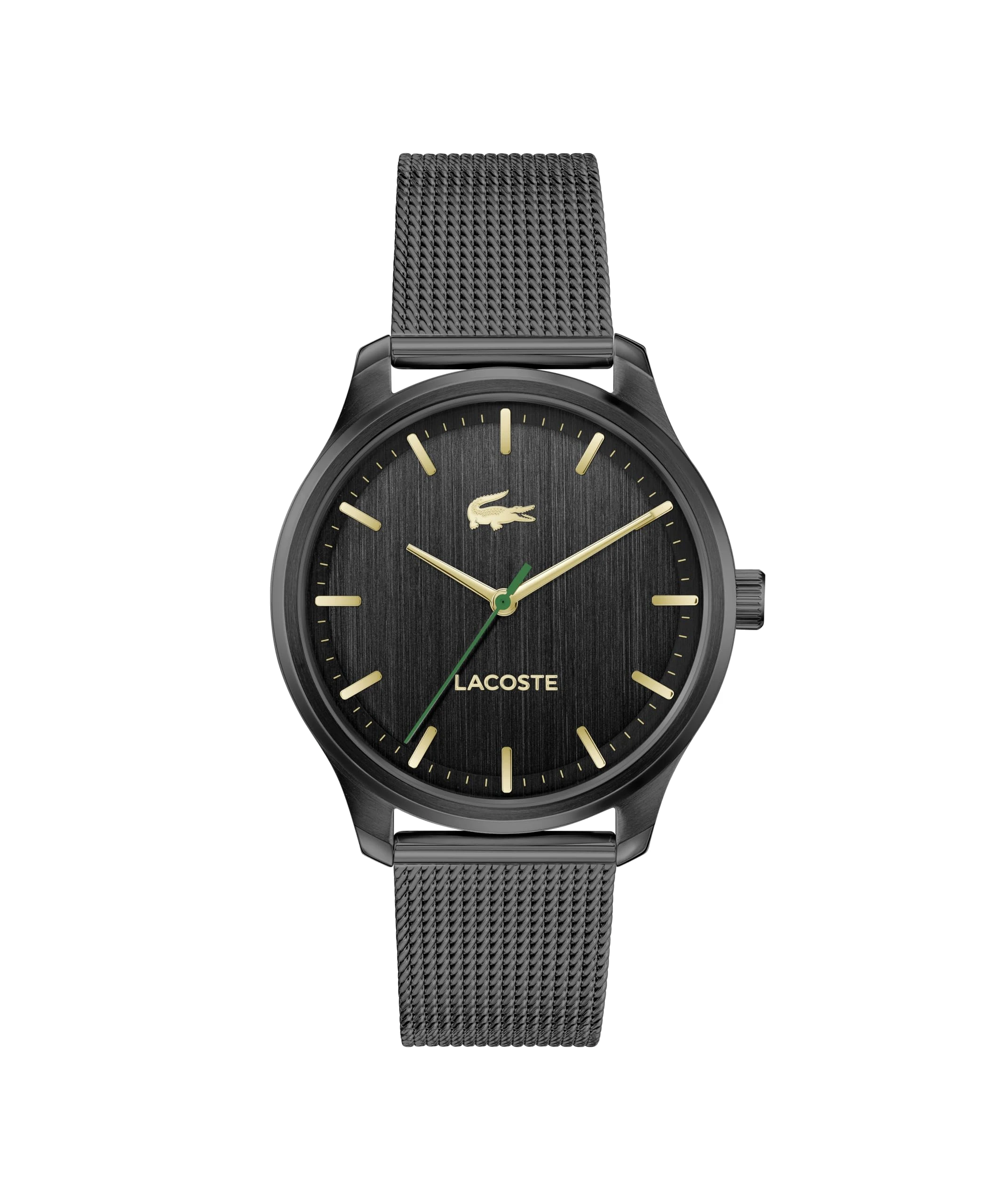 Lacoste Three Hand Quartz Movement Watch for Men Lisbon Collection with Black Stainless Steel Mesh Bracelet - 2011375