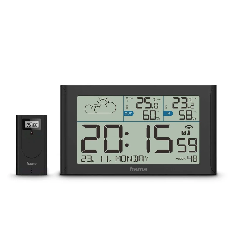 Weather station "Sylt", with outdoor probe, radio, alarm clock, black - Image 1