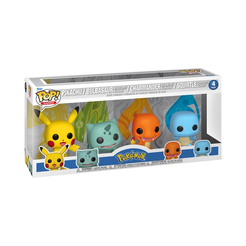 Funko POP! Pokemon Starters 4 Pack - Pikachu, Squirtle & More