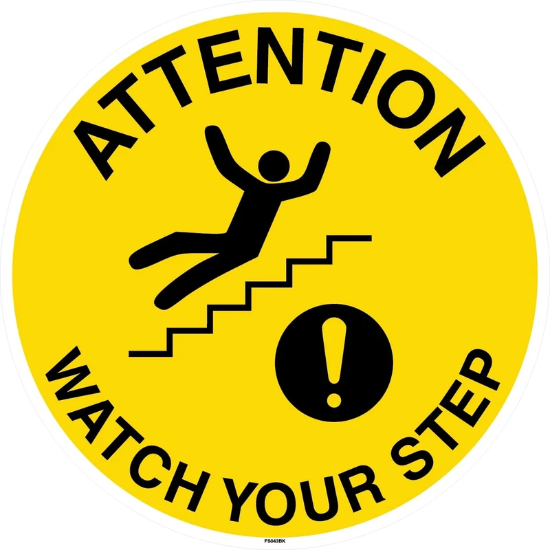 V Safety Attention Watch Your Step - Anti-Slip Floor Sign 450 x 450 mm - Anti-Slip Floor Sticker