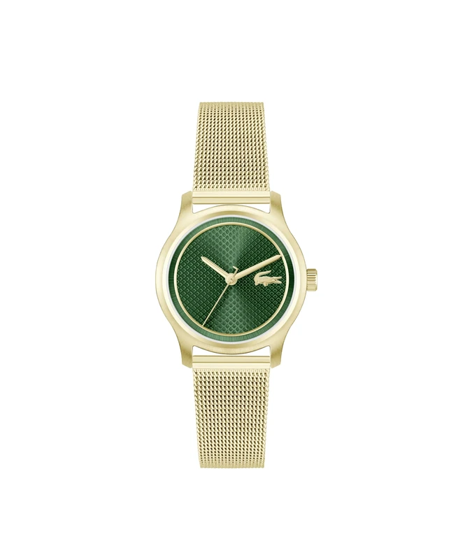 Lacoste Three Hand Quartz Movement Watch for Women Elyse Collection with Gold Colored Stainless Steel Mesh Bracelet - 2001389