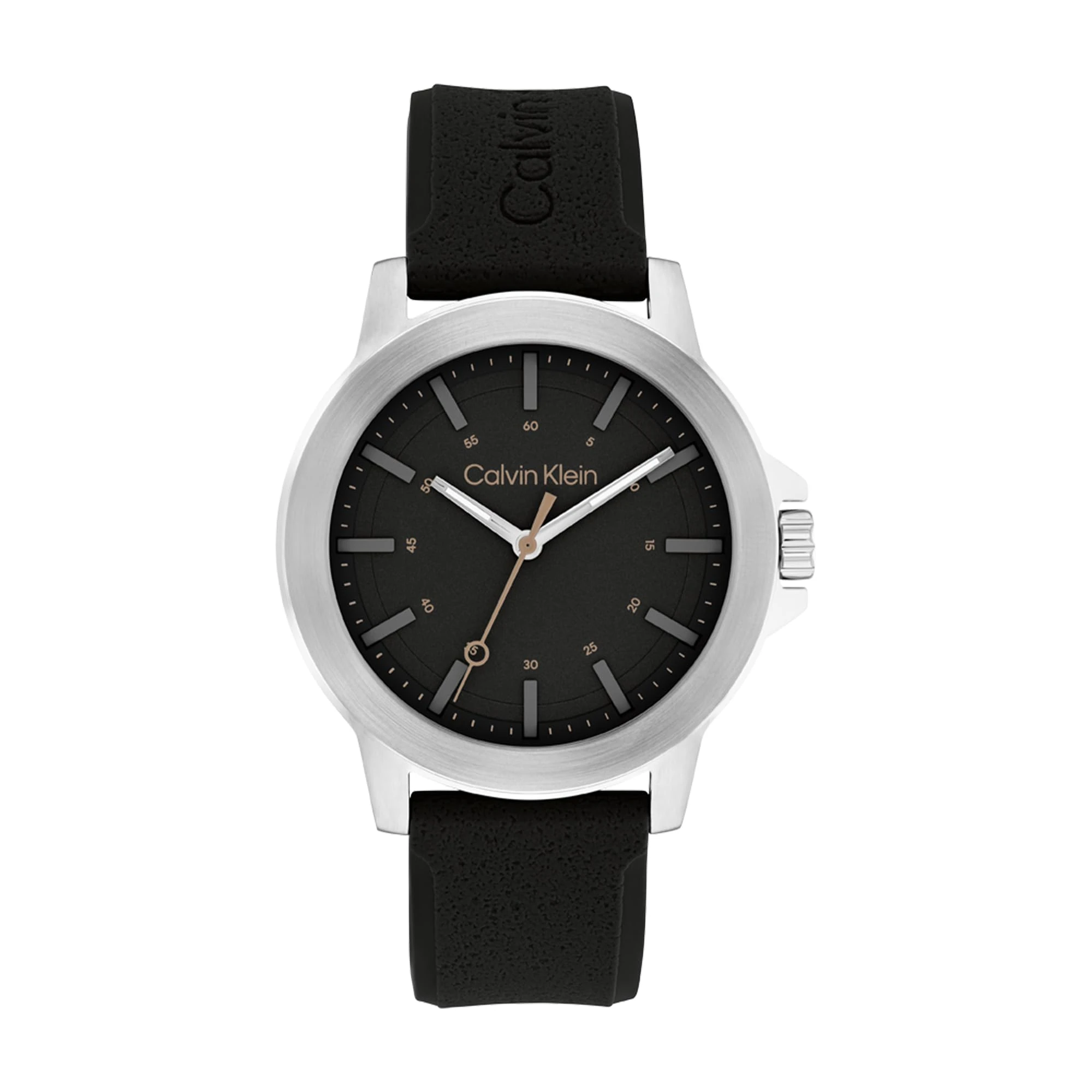 Calvin Klein Three Hand Quartz Movement Watch for Men CK Reset Collection with Black Silicone Bracelet - 25200471