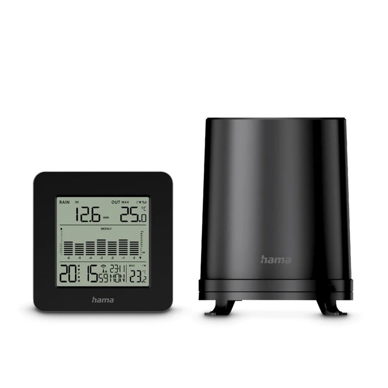 Weather station "Mykonos" with rain gauge/external probe, radio, alarm clock, nr