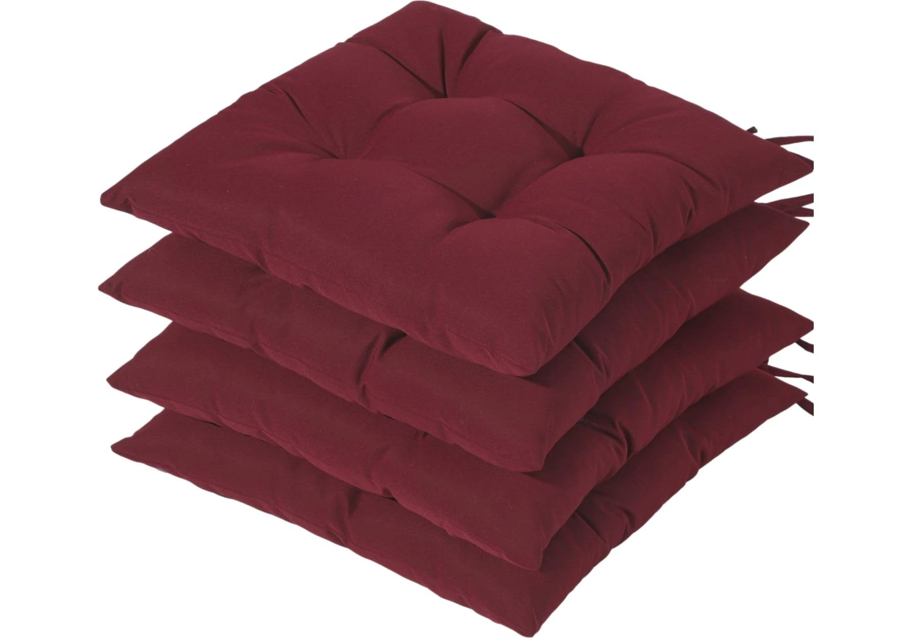 HAMO Garden Chair Cushions Outdoors Seat Pads, Set of 4, 40x40 cm, 16x16 inches (Burgundy)