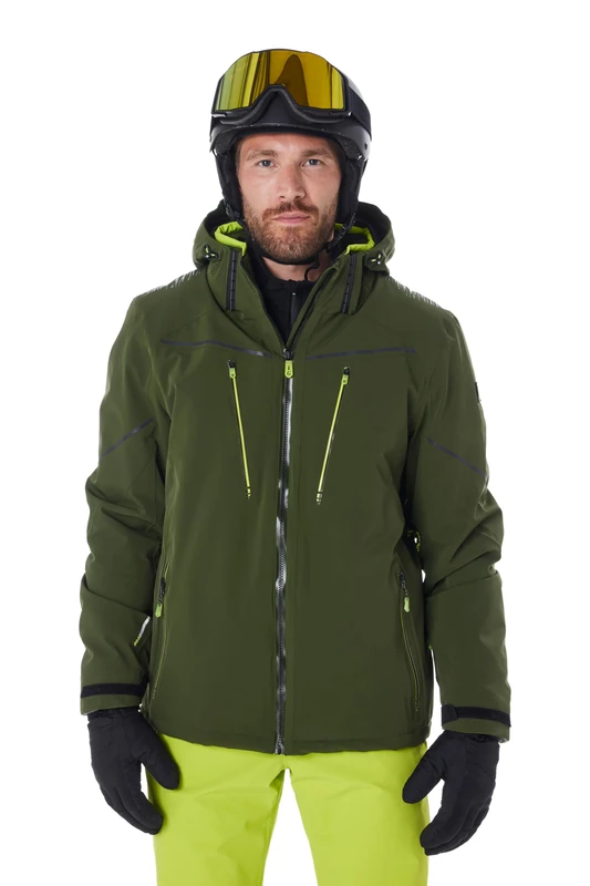 Killtec KSW 50 MN Men's Ski Jacket with Zip-Off Hood, Snow Guard and Underarm Ventilation KSW 50 MN Ski Jacket, Forest Green, XL, 43441-000