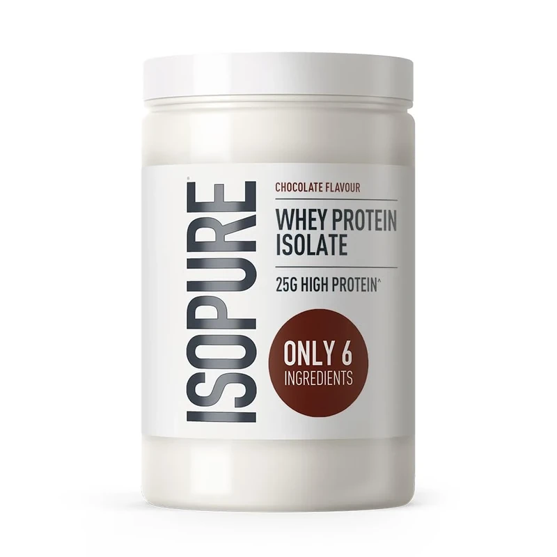 Isopure Chocolate Whey Protein Isolate Powder, High in Protein with 25 g per Serve, Low in Sugar, No Artificial Flavours or Sweeteners, Made with Only 6 Ingredients, 480 g