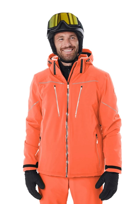 Killtec KSW 50 MN Men's Ski Jacket with Zip-Off Hood, Snow Guard and Underarm Ventilation, Dark Orange, S, 43441-000
