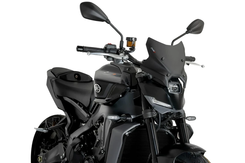 Puig 22077N New Generation Sport Windshield or Yamaha MT-09 2024 and Yamaha MT-09 SP 2024 – Aerodynamic Design and Sporty Style, Black
