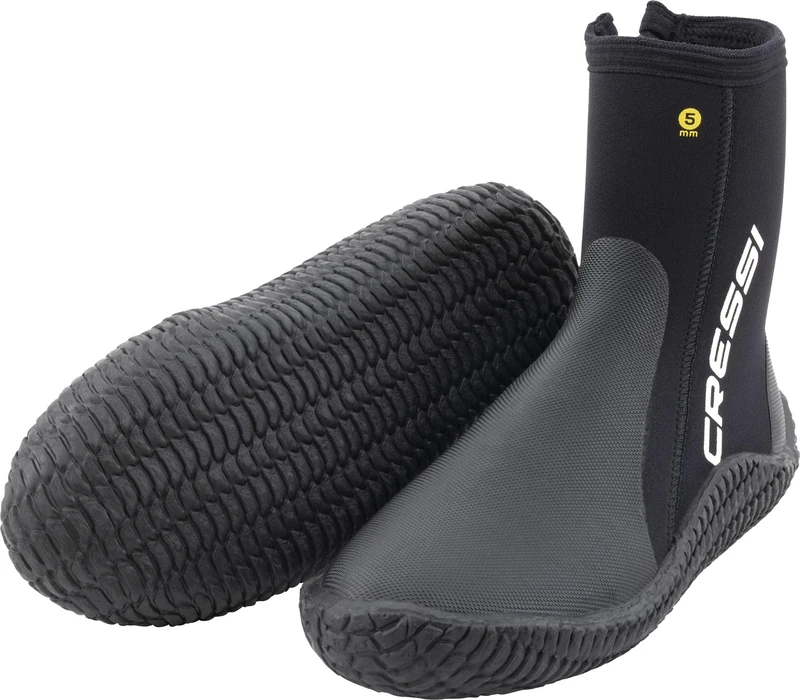 Cressi ReefTech Unisex Black Neoprene Boots 5mm Double lined for use in Cold Water, Ideal for Diving with Open Heel Fins, designed to Protect Feet from the Cold, S (UK 5/6.5_EU 38/39)