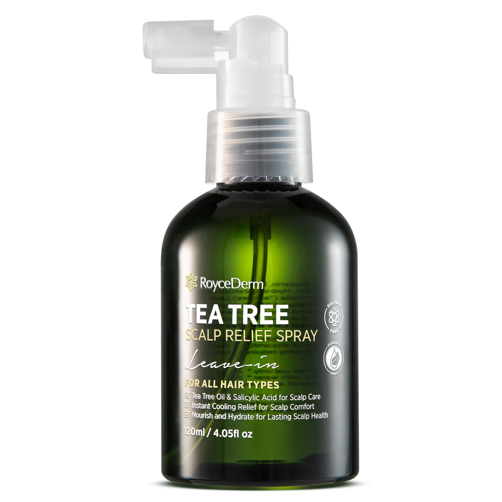 RoyceDerm Tea Tree Scalp Relief Spray: Leave-In Scalp Care for Dry, Flaky, and Itchy Scalp - Tea Tree Oil Formula for Dandruff, Comfort, Hydration, and Balance - Conditioning Support for Women & Men