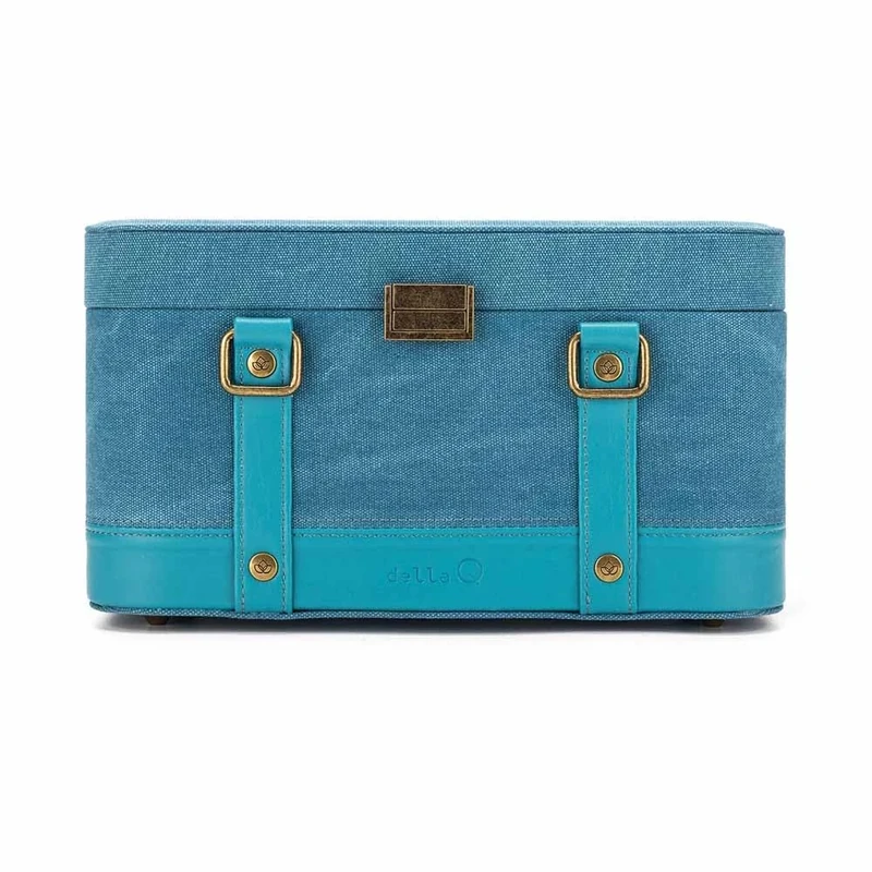 Della Q Everyday Collection Train Case - U-Shaped Opening, for Knitting or Crocheting Projects, Teal, 30.5 x 15.3 x 12.7cm - 1 Piece